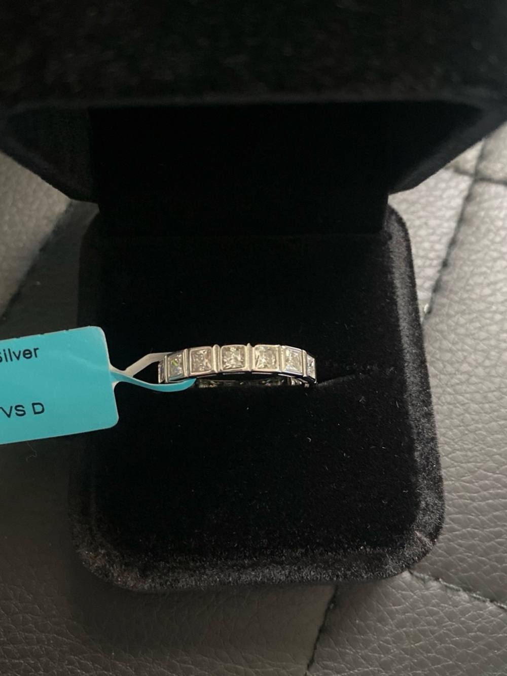 Square Shaped Moissanite Eternity Band Ring Size 7